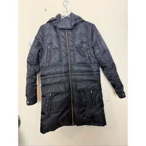 Adidas Neo Black Hooded Puffer Parka Coat Women’s Medium Long Winter Down Jacket